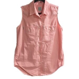 Vintage Russ Original Co. Top medium pink gingham collared sleeveless